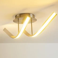 hofstein Plafonnier Aranu LED Acier inoxydable, Nickel mat, 2 lumières