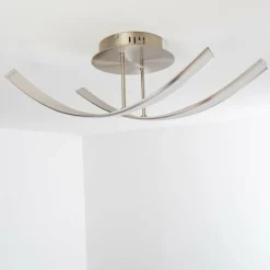 hofstein Plafonnier Aranu LED Acier inoxydable, Nickel mat, 2 lumières