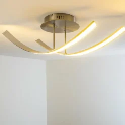 hofstein Plafonnier Aranu LED Acier inoxydable, Nickel mat, 2 lumières