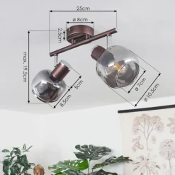 Luminaires Rustiques-hofstein Plafonnier Arconciel Brun, 2 lumières