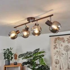 Suspension Verre Fumé-hofstein Plafonnier Arconciel Brun, 4 lumières