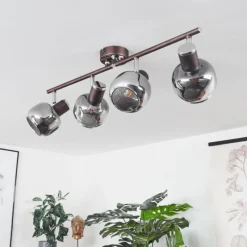 Suspension Verre Fumé-hofstein Plafonnier Arconciel Brun, 4 lumières