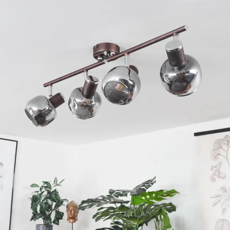 Suspension Verre Fumé-hofstein Plafonnier Arconciel Brun, 4 lumières