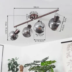 Suspension Verre Fumé-hofstein Plafonnier Arconciel Brun, 4 lumières