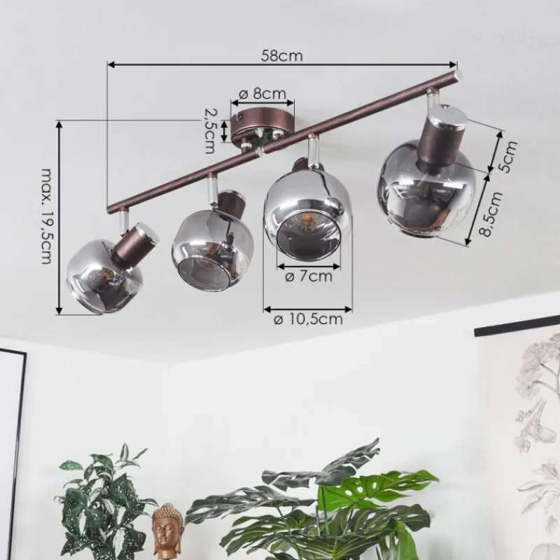 Suspension Verre Fumé-hofstein Plafonnier Arconciel Brun, 4 lumières