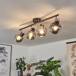 Suspension Verre Fumé-hofstein Plafonnier Arconciel Brun, 4 lumières