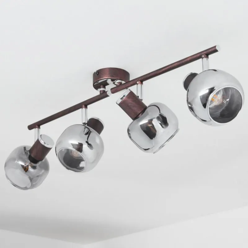 Suspension Verre Fumé-hofstein Plafonnier Arconciel Brun, 4 lumières