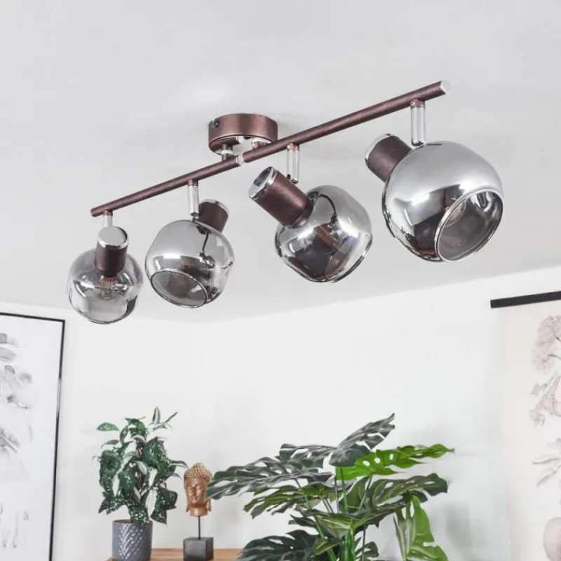 Suspension Verre Fumé-hofstein Plafonnier Arconciel Brun, 4 lumières