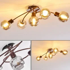 Suspension Verre Fumé-hofstein Plafonnier Arconciel Brun, 5 lumières