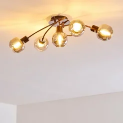 Suspension Verre Fumé-hofstein Plafonnier Arconciel Brun, 5 lumières