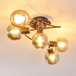 Suspension Verre Fumé-hofstein Plafonnier Arconciel Brun, 5 lumières
