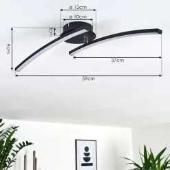 hofstein Plafonnier Aringa LED Noir, 1 lumière