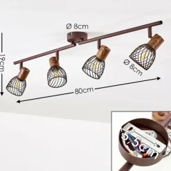 Luminaires Rustiques-hofstein Plafonnier Arjen Brun, Rouille, 4 lumières