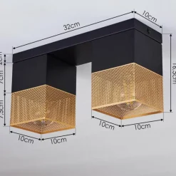 Lampes Dorées-hofstein Plafonnier Armenie Or, Laiton, Noir, 2 lumières