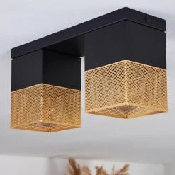 Lampes Dorées-hofstein Plafonnier Armenie Or, Laiton, Noir, 2 lumières