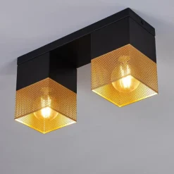 Lampes Dorées-hofstein Plafonnier Armenie Or, Laiton, Noir, 2 lumières