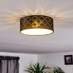 Lampes En Tissu-hofstein Plafonnier Arnoya Cuivre, Noir, 1 lumière