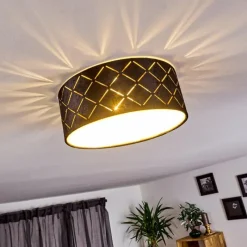 Lampes En Tissu-hofstein Plafonnier Arnoya Cuivre, Noir, 1 lumière
