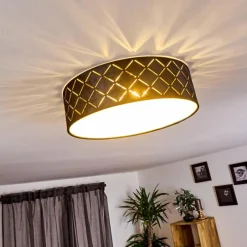 Lampes En Tissu-hofstein Plafonnier Arnoya Cuivre, Noir, 2 lumières