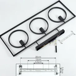 Lampes Industrielles-hofstein Plafonnier Assiniboia Noir, 3 lumières