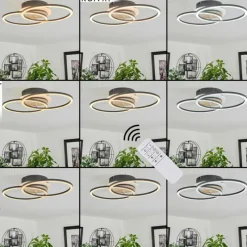 Luminaires Scandinaves-hofstein Plafonnier Audouin LED Couleur bois, Noir, 1 lumière, Télécommandes