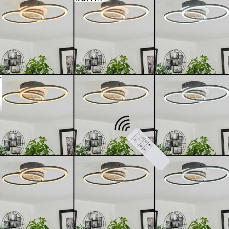 Luminaires Scandinaves-hofstein Plafonnier Audouin LED Couleur bois, Noir, 1 lumière, Télécommandes