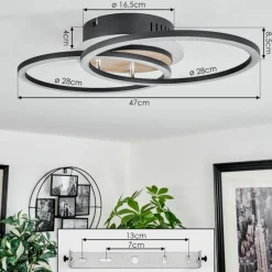 Luminaires Scandinaves-hofstein Plafonnier Audouin LED Couleur bois, Noir, 1 lumière, Télécommandes