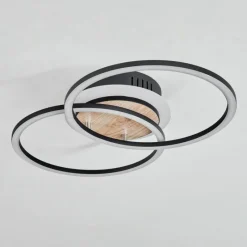 Luminaires Scandinaves-hofstein Plafonnier Audouin LED Couleur bois, Noir, 1 lumière, Télécommandes