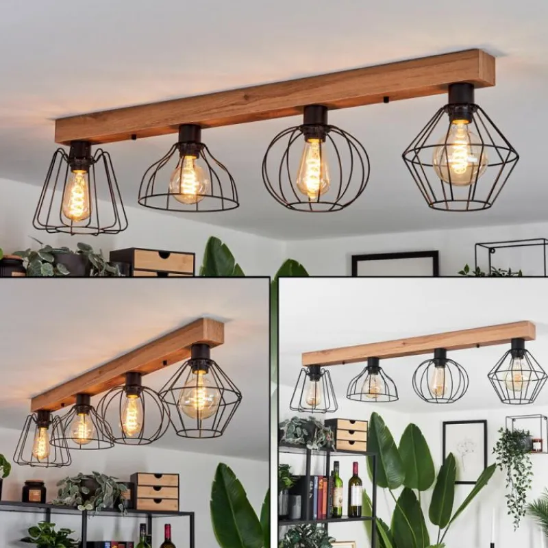 Luminaires Scandinaves-hofstein Plafonnier Aumal Couleur bois, 4 lumières