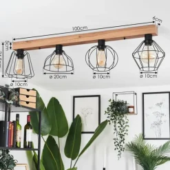 Luminaires Scandinaves-hofstein Plafonnier Aumal Couleur bois, 4 lumières