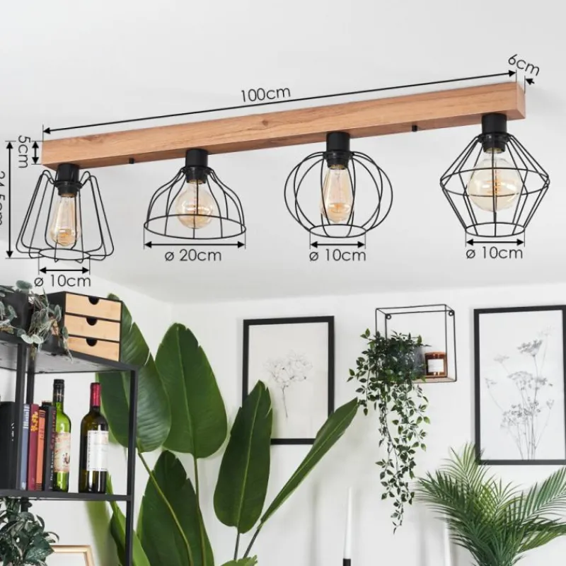 Luminaires Scandinaves-hofstein Plafonnier Aumal Couleur bois, 4 lumières