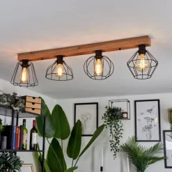 Luminaires Scandinaves-hofstein Plafonnier Aumal Couleur bois, 4 lumières