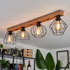 Luminaires Scandinaves-hofstein Plafonnier Aumal Couleur bois, 4 lumières