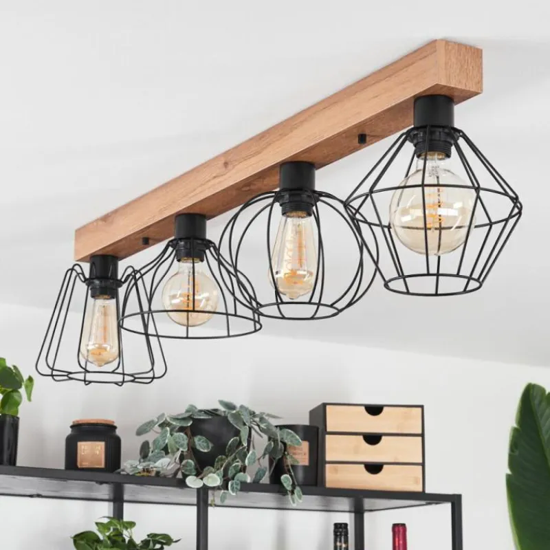 Luminaires Scandinaves-hofstein Plafonnier Aumal Couleur bois, 4 lumières