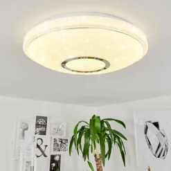 hofstein Plafonnier Auxerre LED Blanc, 2 lumières, Télécommandes, Changeur de couleurs