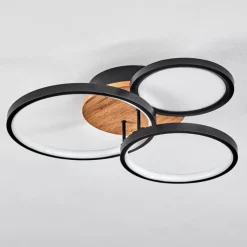 hofstein Plafonnier Avelal LED Brun, Couleur bois, Noir, 1 lumière