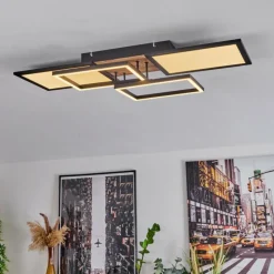 hofstein Plafonnier Avelal LED Brun, Couleur bois, Noir, 1 lumière