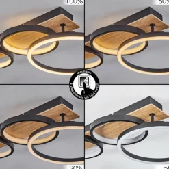 hofstein Plafonnier Avelal LED Brun, Couleur bois, Noir, 1 lumière