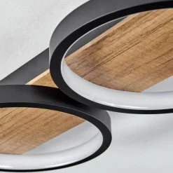 hofstein Plafonnier Avelal LED Brun, Couleur bois, Noir, 1 lumière