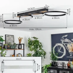 hofstein Plafonnier Avelal LED Brun, Couleur bois, Noir, 1 lumière