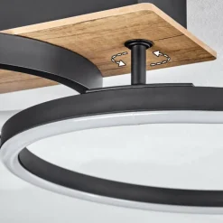 hofstein Plafonnier Avelal LED Brun, Couleur bois, Noir, 1 lumière