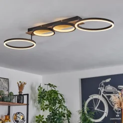 hofstein Plafonnier Avelal LED Brun, Couleur bois, Noir, 1 lumière