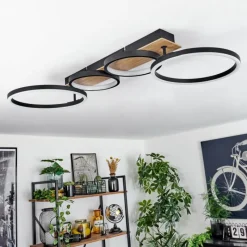 hofstein Plafonnier Avelal LED Brun, Couleur bois, Noir, 1 lumière