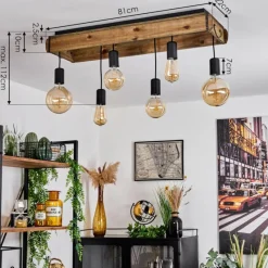 Lampes Vintages & Rétros-hofstein Plafonnier Avestruz Écru, Noir, 6 lumières