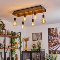 Lampes Vintages & Rétros-hofstein Plafonnier Avestruz Écru, Noir, 6 lumières