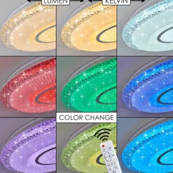 hofstein Plafonnier Avoriaz LED Blanc, 2 lumières, Télécommandes, Changeur de couleurs