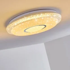 hofstein Plafonnier Avoriaz LED Blanc, 2 lumières, Télécommandes, Changeur de couleurs