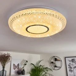 hofstein Plafonnier Avoriaz LED Transparent, Blanc, 1 lumière, Télécommandes