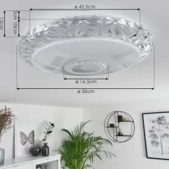 hofstein Plafonnier Avoriaz LED Transparent, Blanc, 1 lumière, Télécommandes