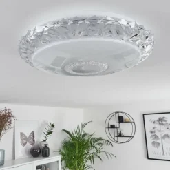 hofstein Plafonnier Avoriaz LED Transparent, Blanc, 1 lumière, Télécommandes